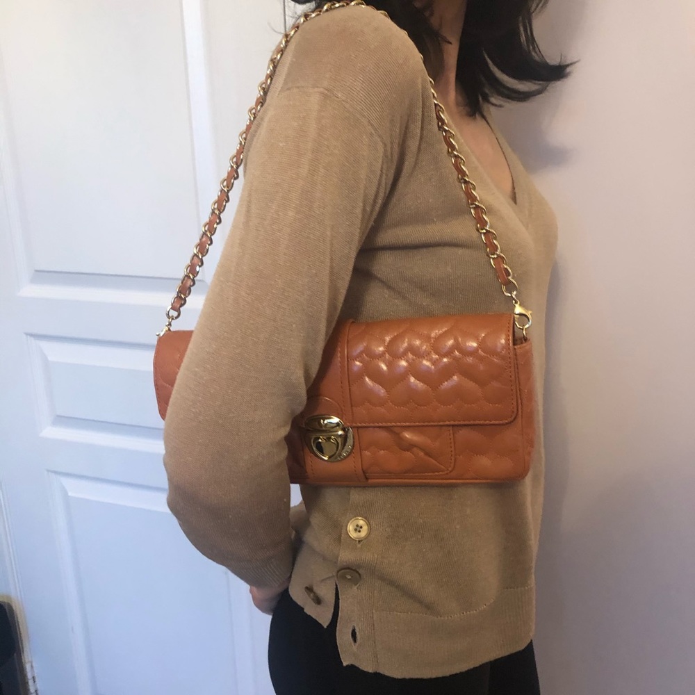 LOVCAT leather quilted hearts clutch/purse NWOT
